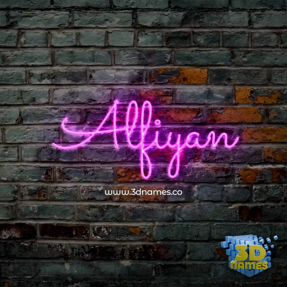 alfiyan in Pink Neon style - 3D name wallpaper