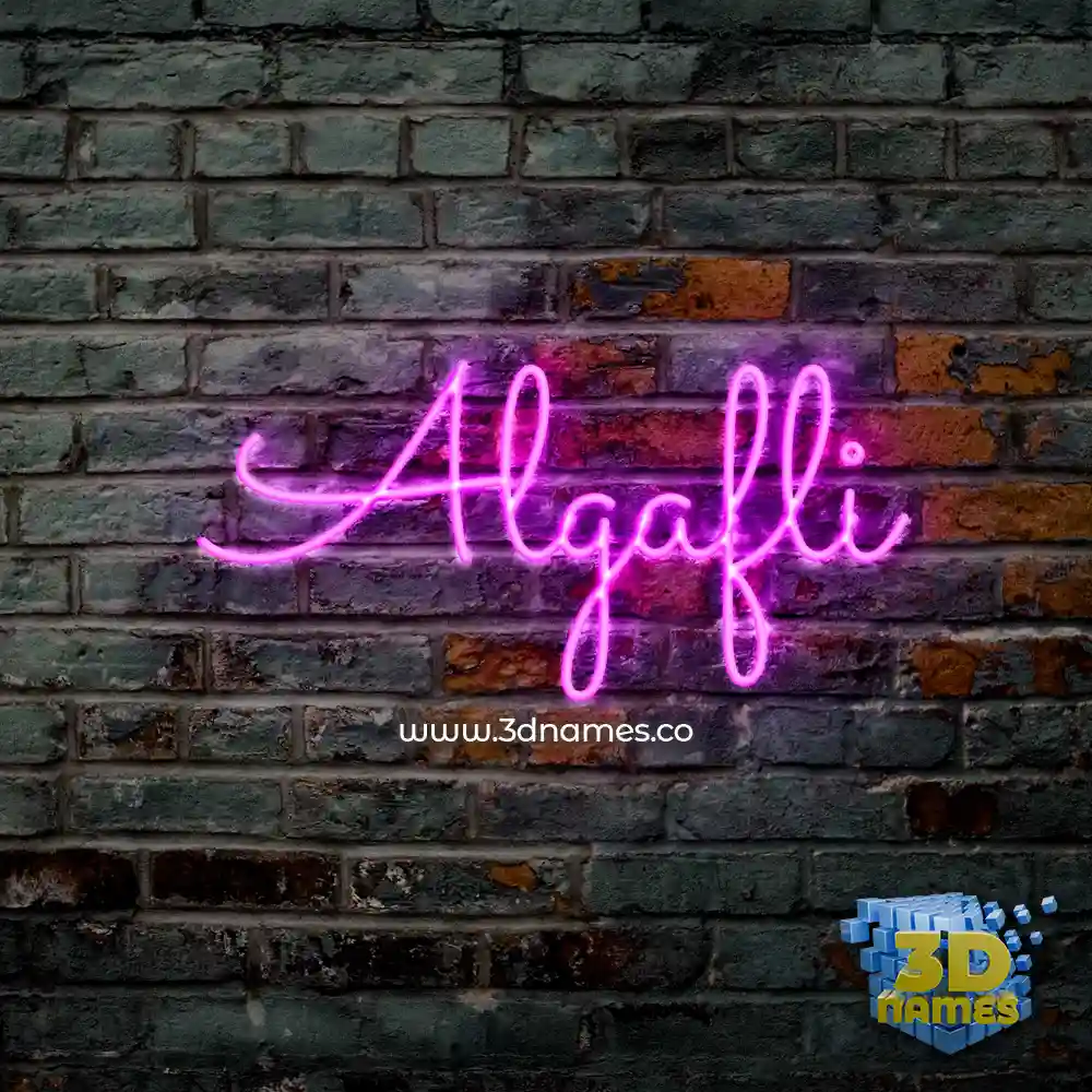 algafli in Pink Neon style - 3D name wallpaper