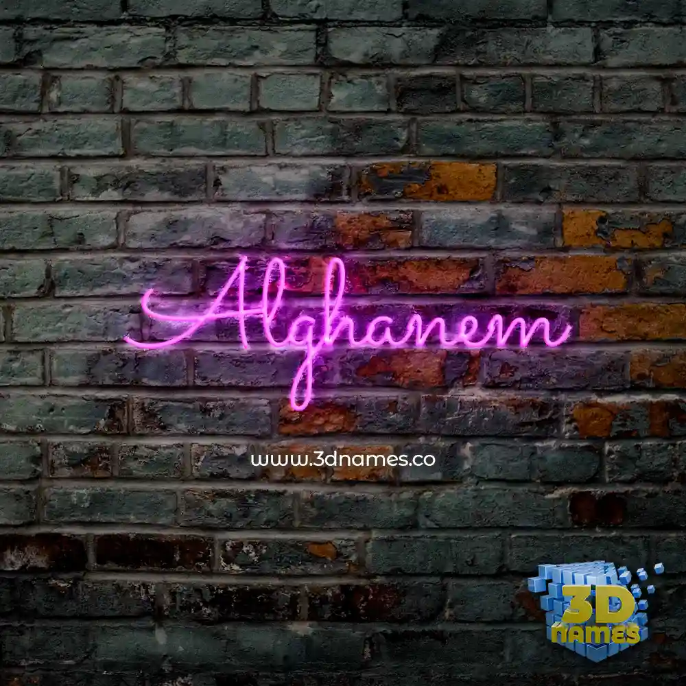 alghanem in Pink Neon style - 3D name wallpaper