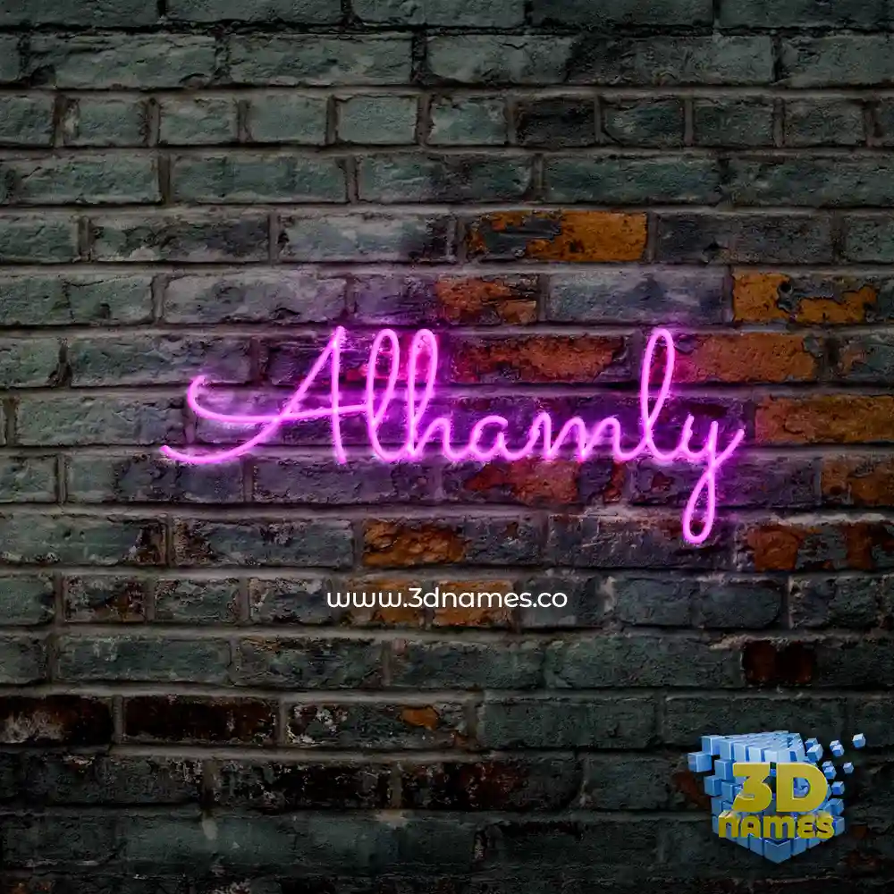 alhamly in Pink Neon style - 3D name wallpaper