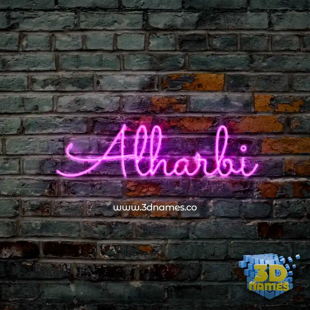 alharbi in Pink Neon style - 3D name wallpaper