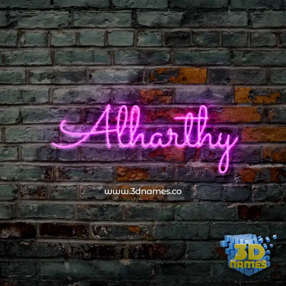 alharthy in Pink Neon style - 3D name wallpaper