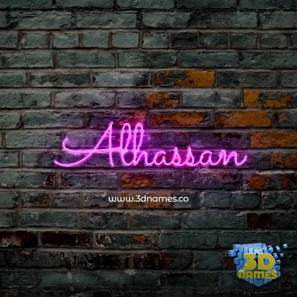 alhassan in Pink Neon style - 3D name wallpaper