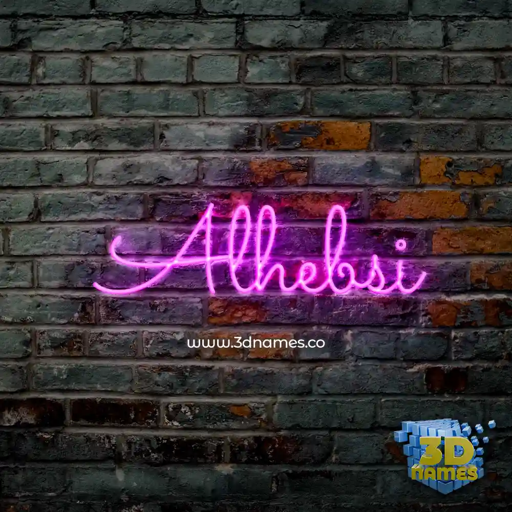 alhebsi in Pink Neon style - 3D name wallpaper