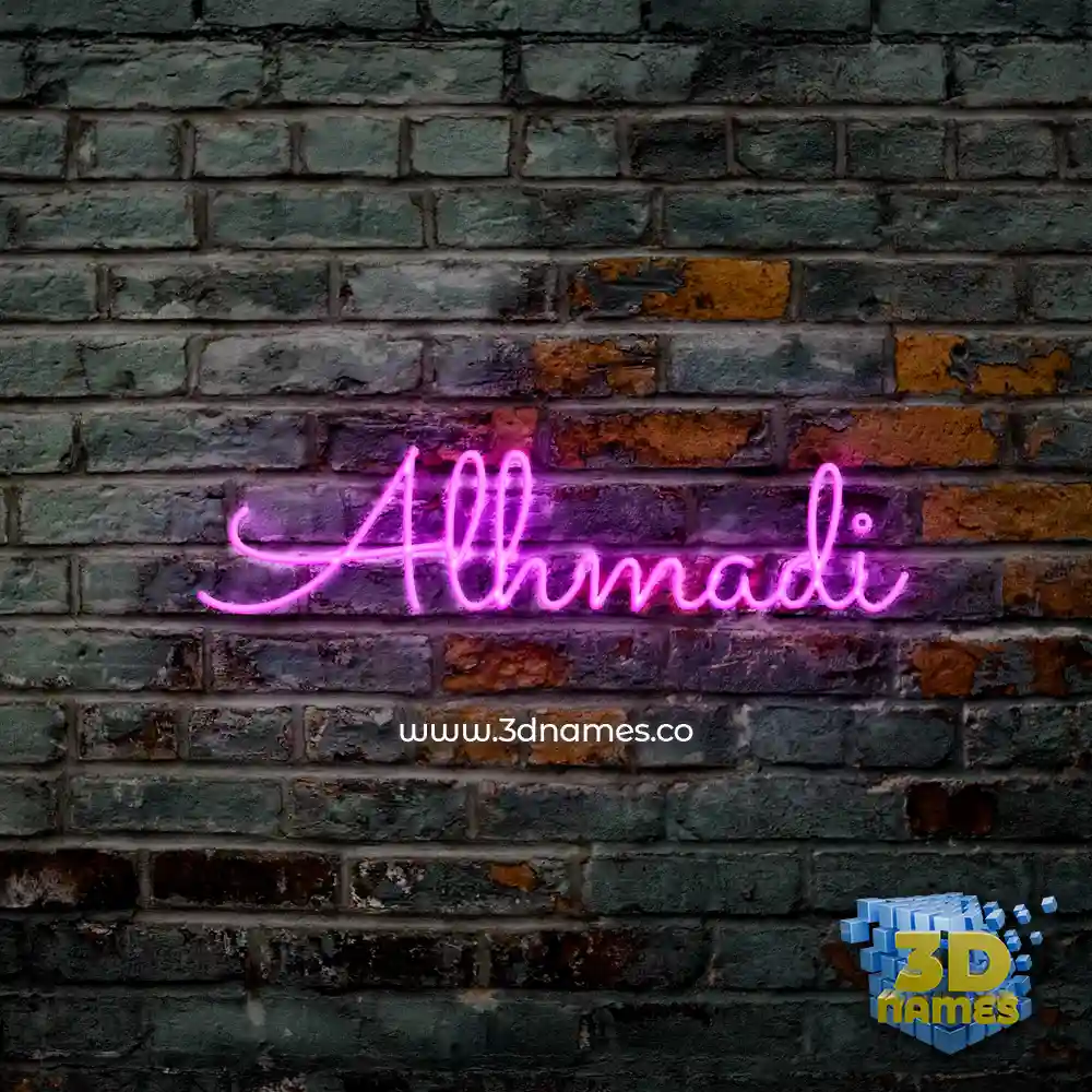 alhmadi in Pink Neon style - 3D name wallpaper
