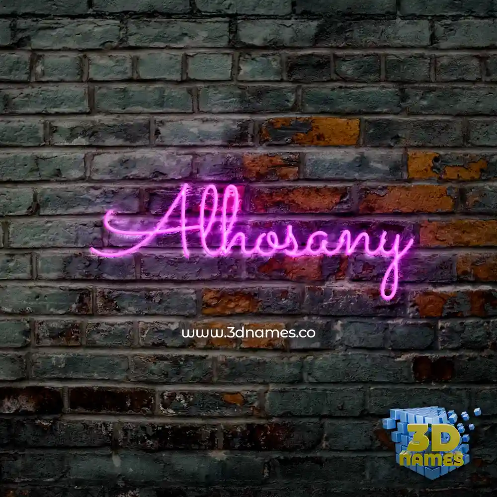 alhosany in Pink Neon style - 3D name wallpaper