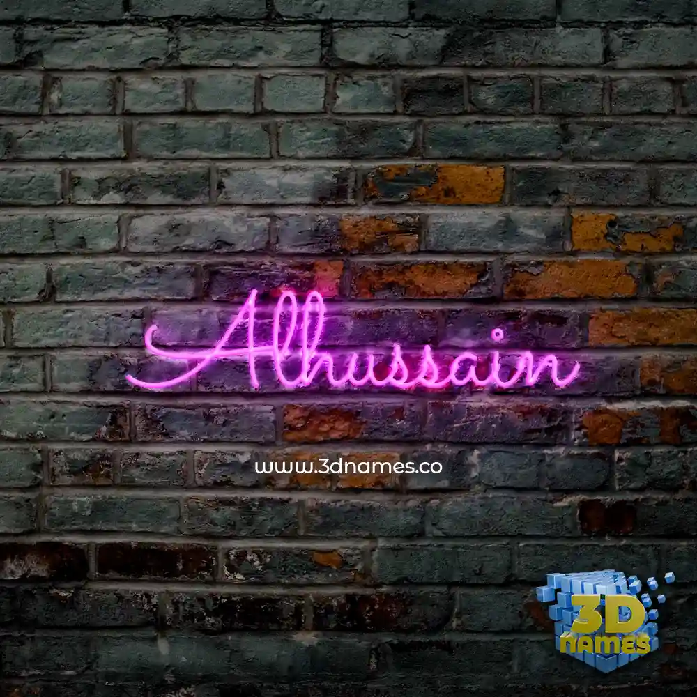 alhussain in Pink Neon style - 3D name wallpaper