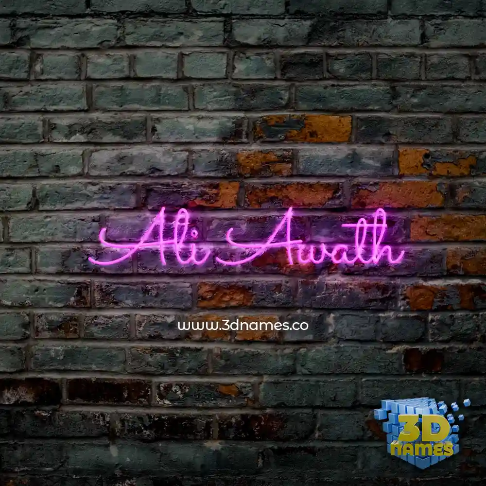 ali awath in Pink Neon style - 3D name wallpaper