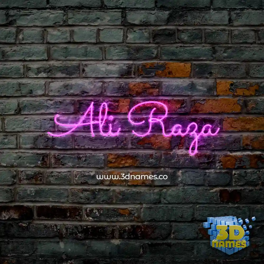 ali raza in Pink Neon style - 3D name wallpaper