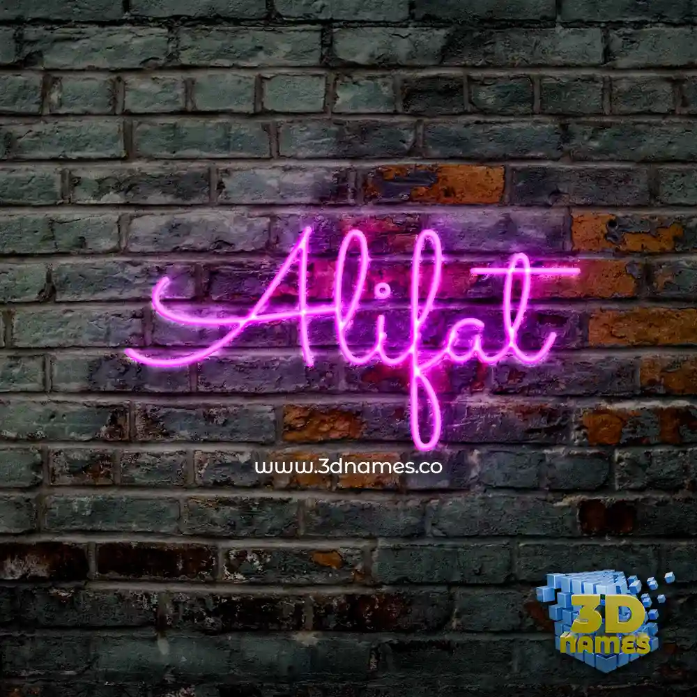 alifat in Pink Neon style - 3D name wallpaper