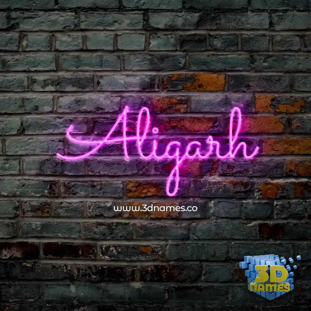 aligarh in Pink Neon style - 3D name wallpaper