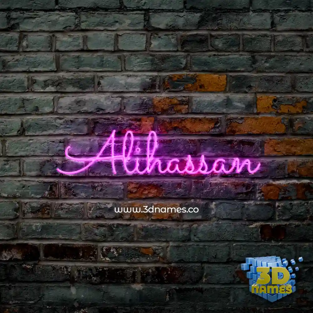 alihassan in Pink Neon style - 3D name wallpaper