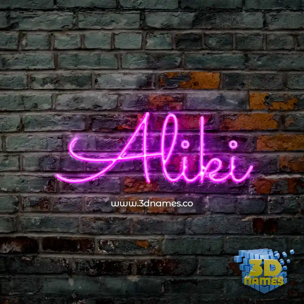 aliki in Pink Neon style - 3D name wallpaper