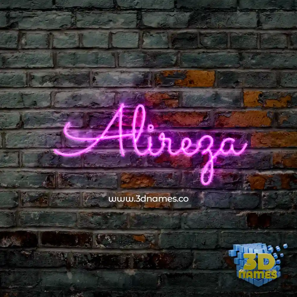 alireza in Pink Neon style - 3D name wallpaper