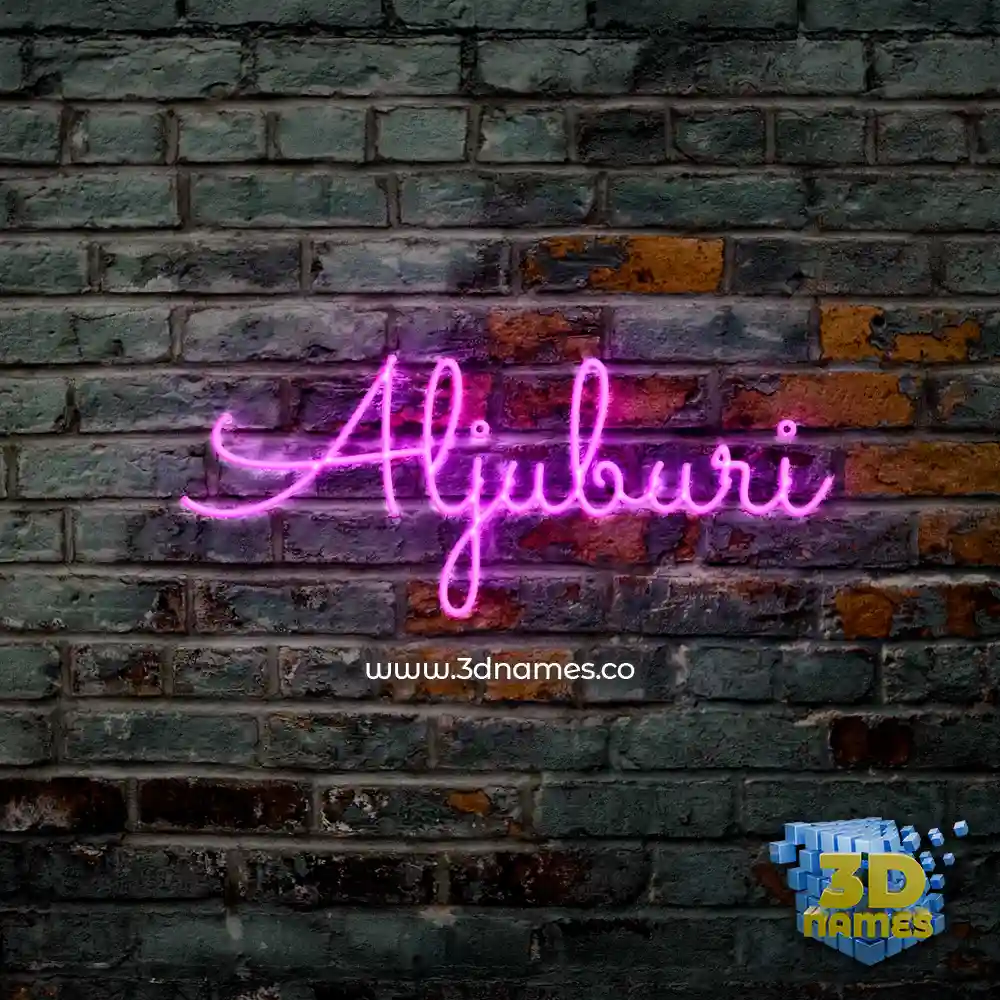 aljuburi in Pink Neon style - 3D name wallpaper