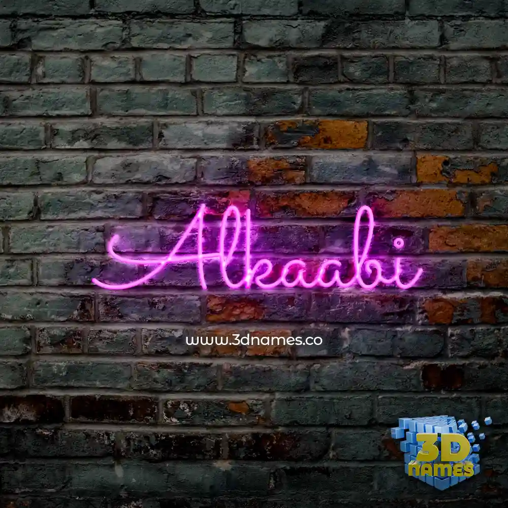 alkaabi in Pink Neon style - 3D name wallpaper