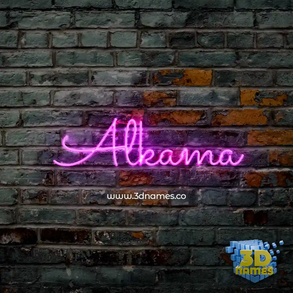 alkama in Pink Neon style - 3D name wallpaper