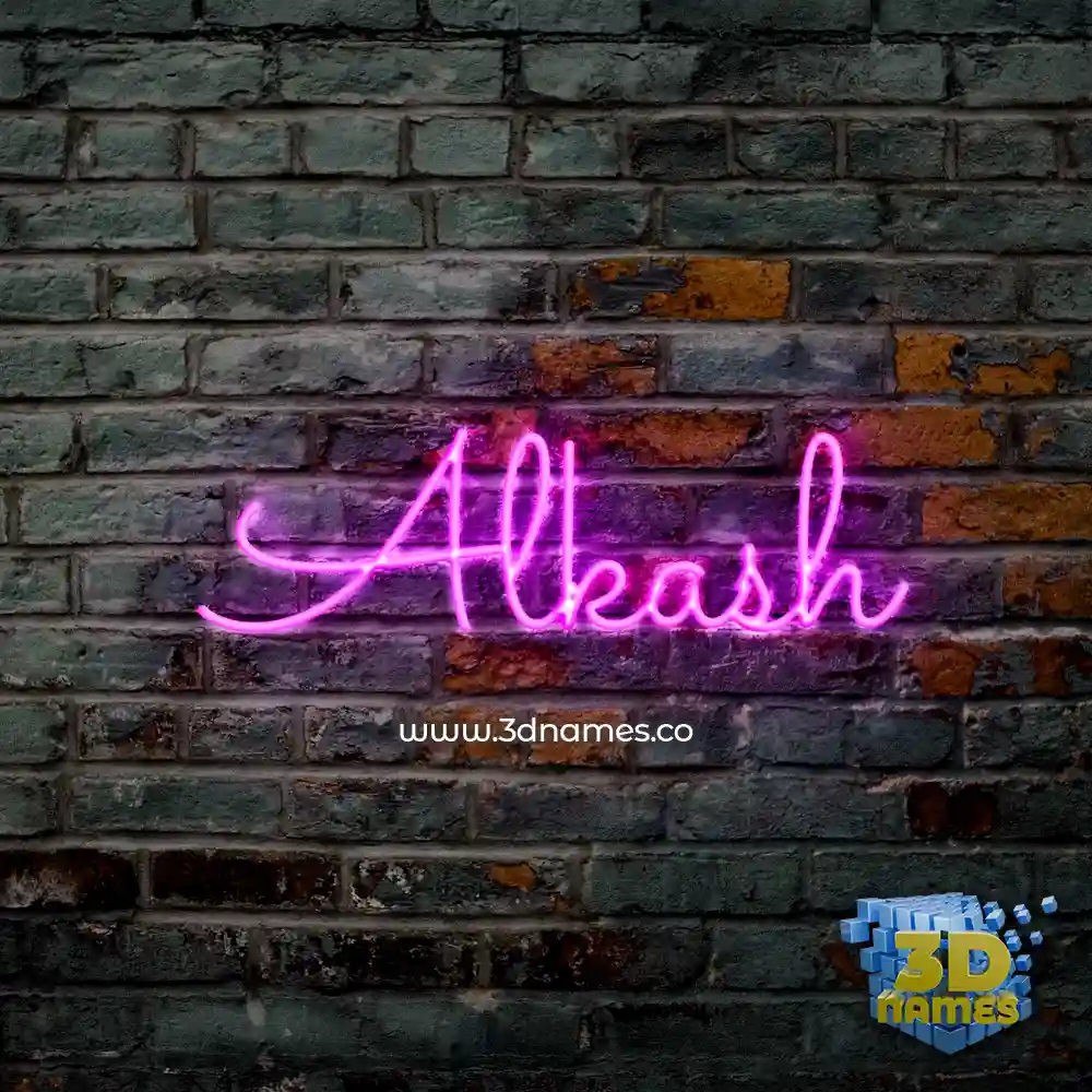 alkash in Pink Neon style - 3D name wallpaper