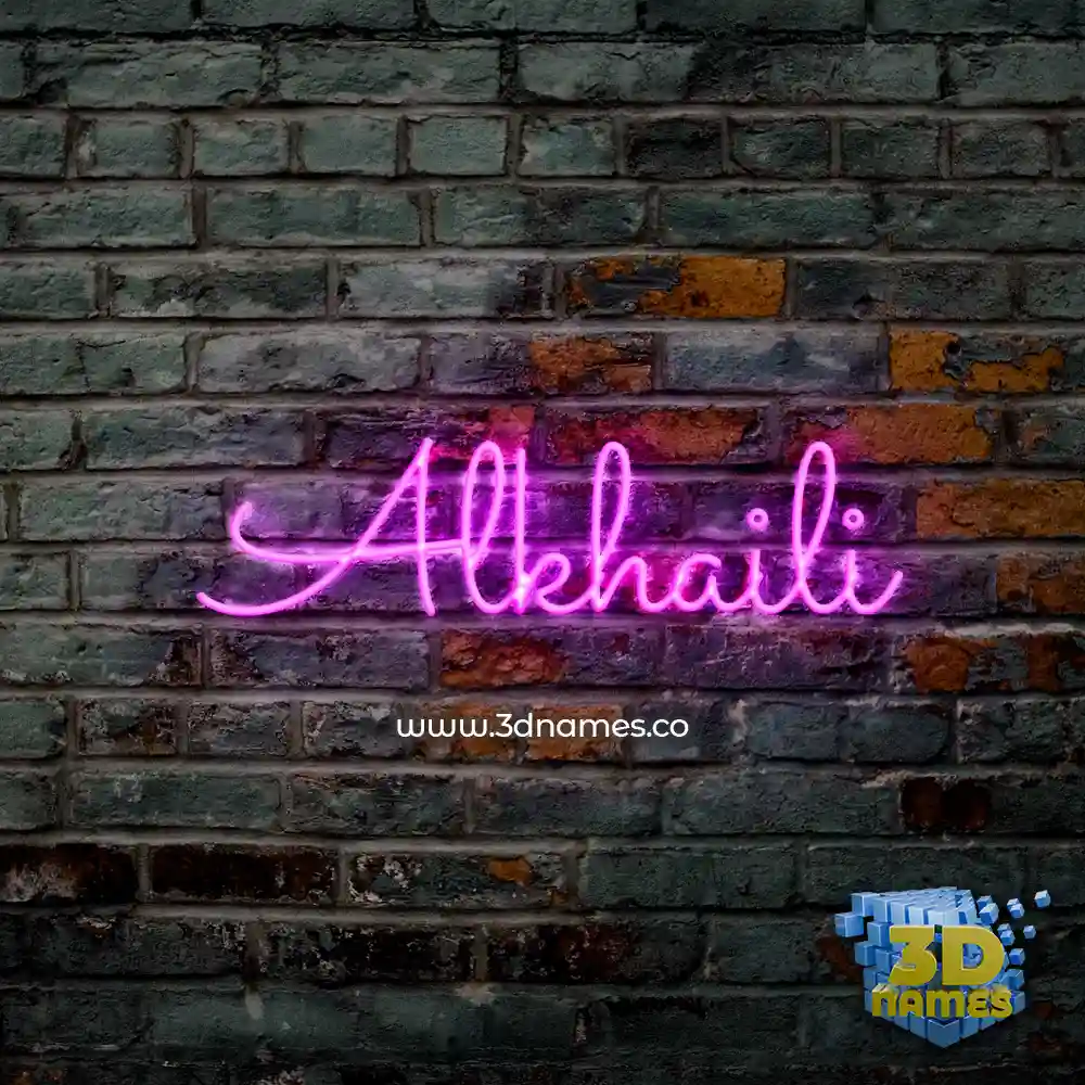 alkhaili in Pink Neon style - 3D name wallpaper