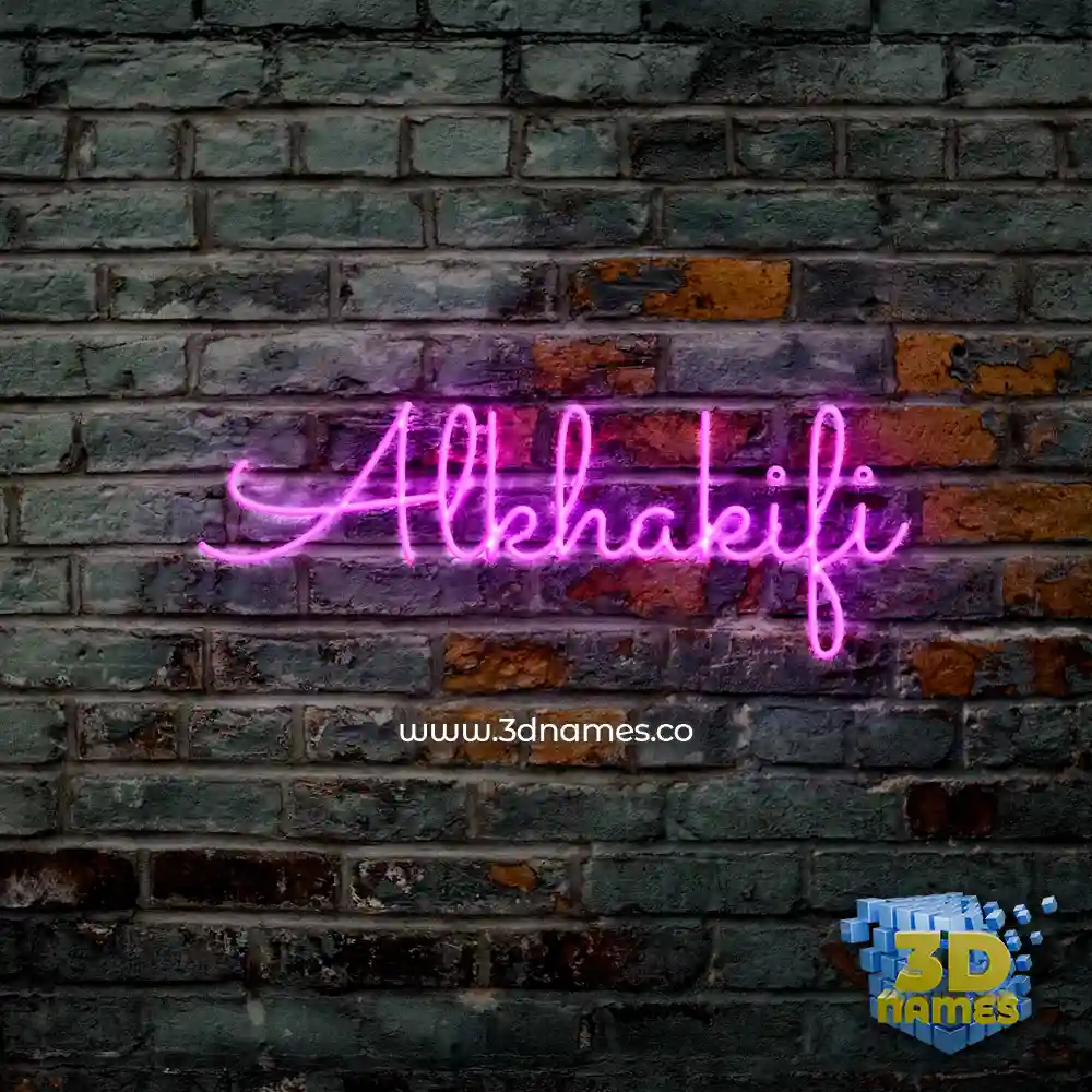 alkhakifi in Pink Neon style - 3D name wallpaper