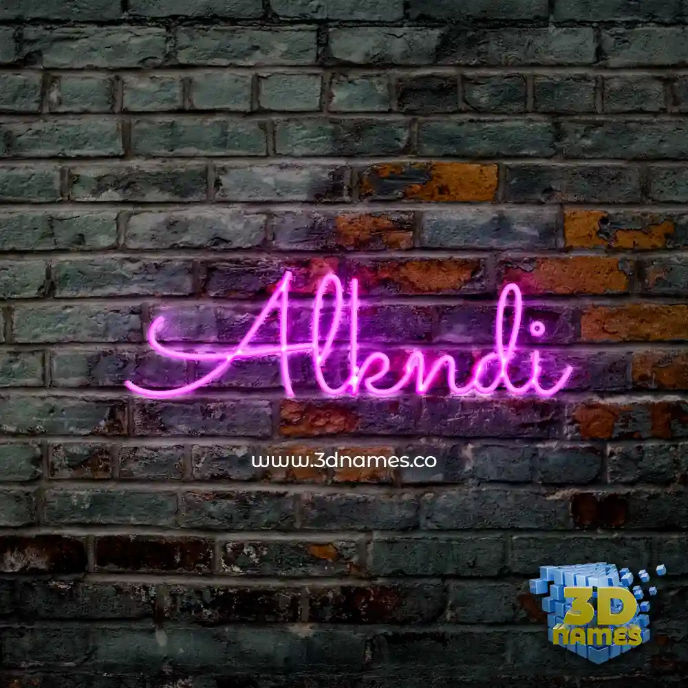 alkndi in Pink Neon style - 3D name wallpaper