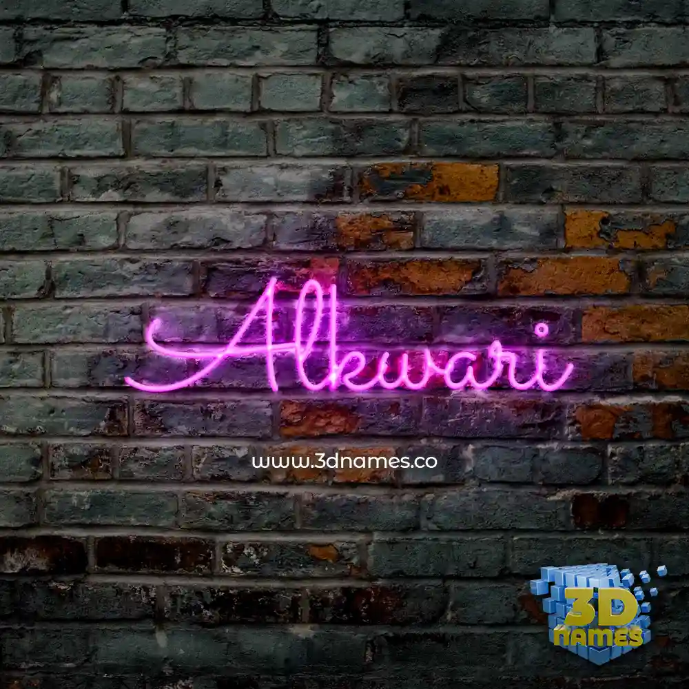 alkwari in Pink Neon style - 3D name wallpaper