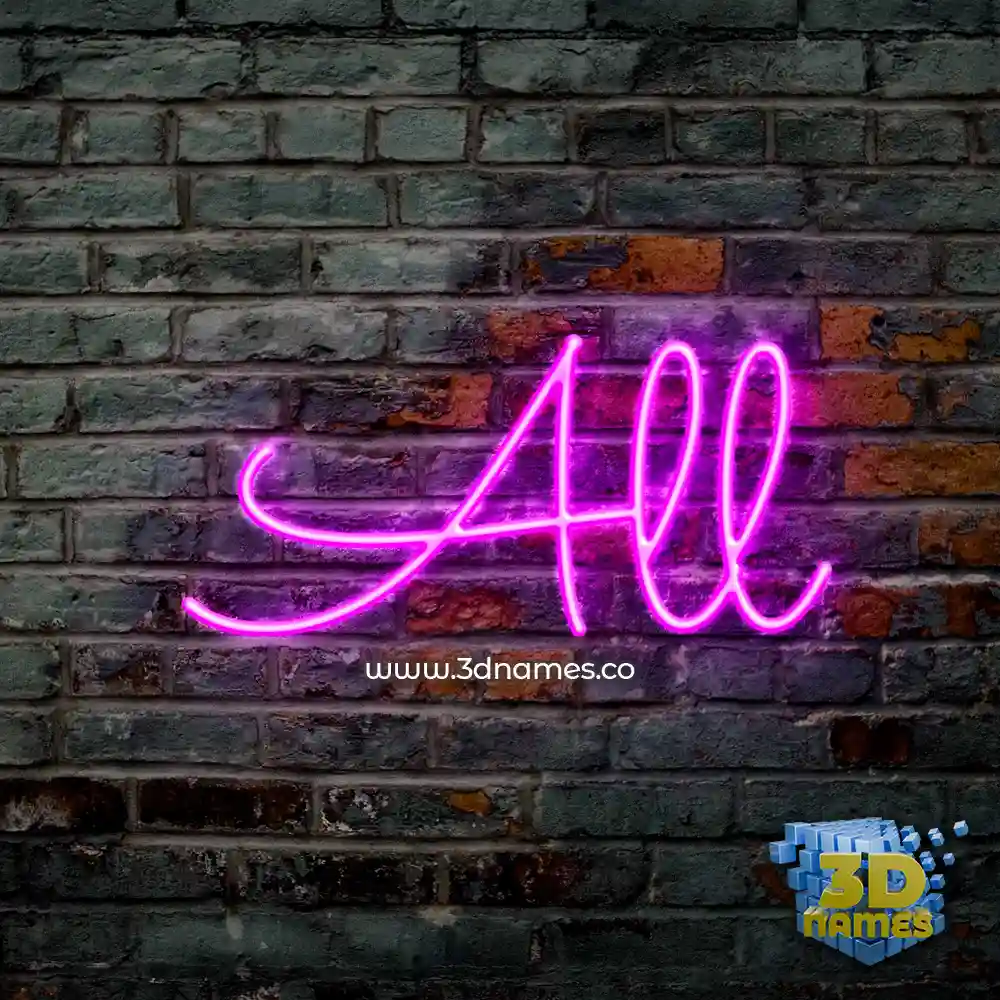 all in Pink Neon style - 3D name wallpaper