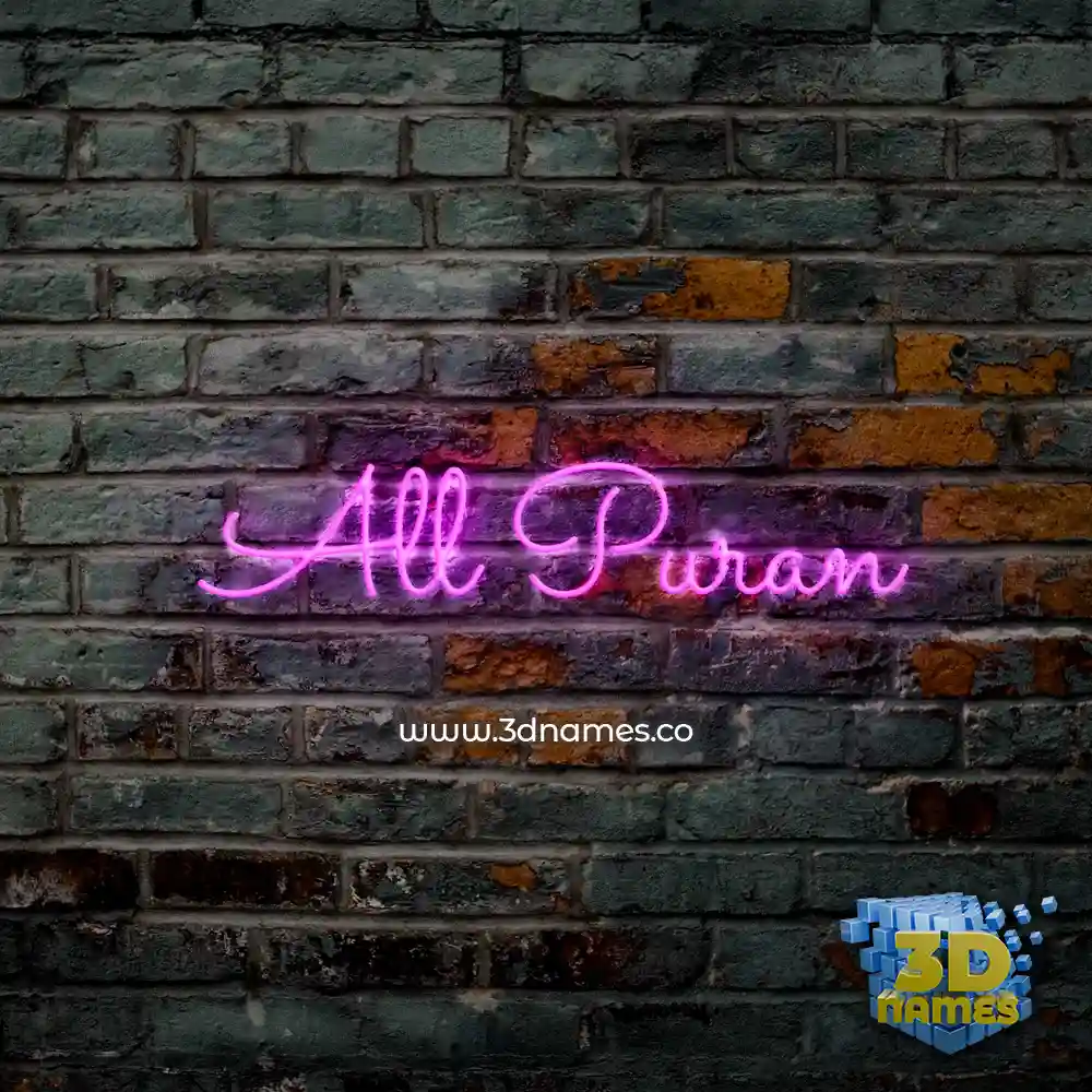 all puran in Pink Neon style - 3D name wallpaper