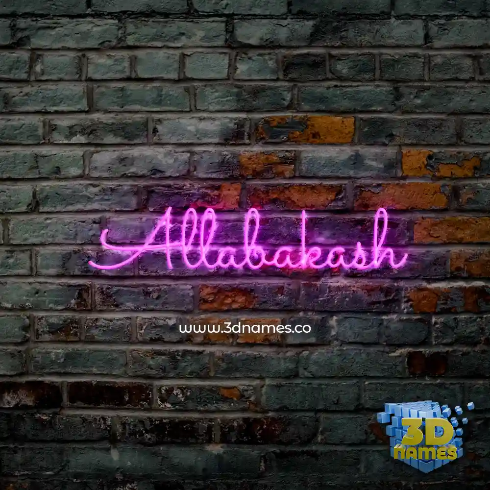 allabakash in Pink Neon style - 3D name wallpaper