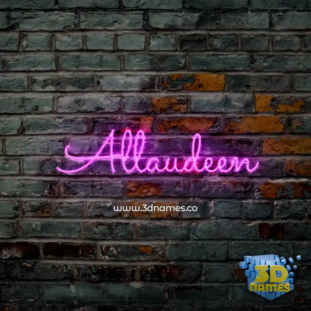 allaudeen in Pink Neon style - 3D name wallpaper
