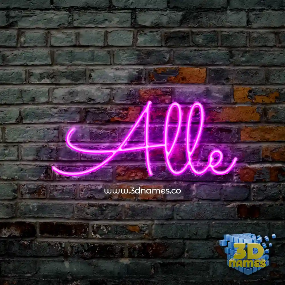 alle in Pink Neon style - 3D name wallpaper