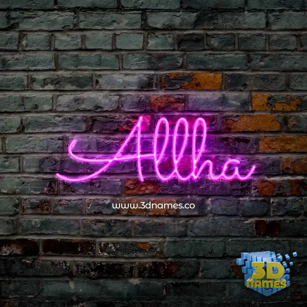 allha in Pink Neon style - 3D name wallpaper