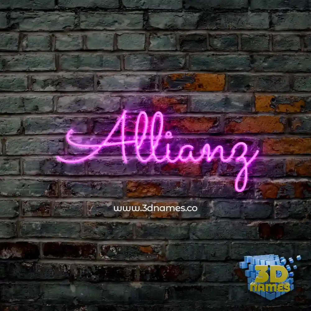 allianz in Pink Neon style - 3D name wallpaper
