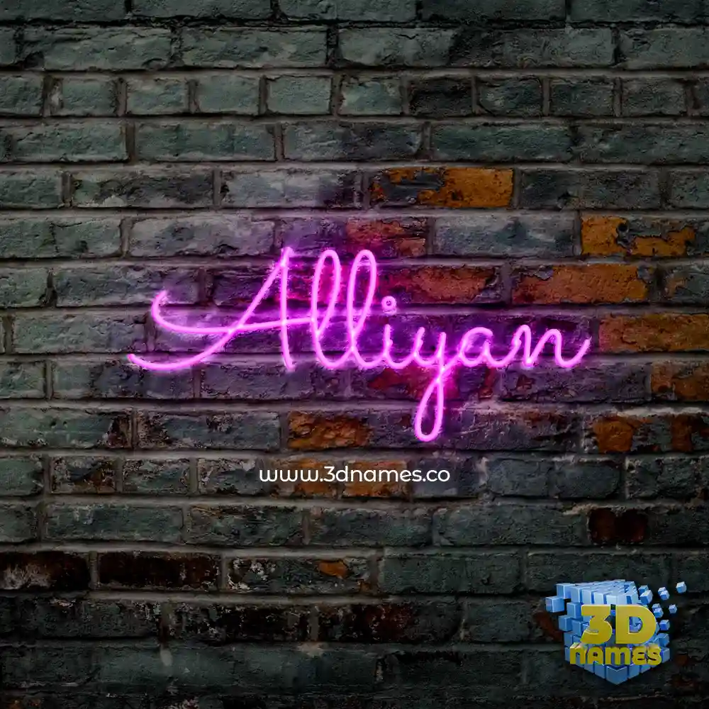 alliyan in Pink Neon style - 3D name wallpaper