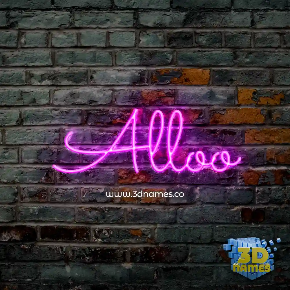 alloo in Pink Neon style - 3D name wallpaper