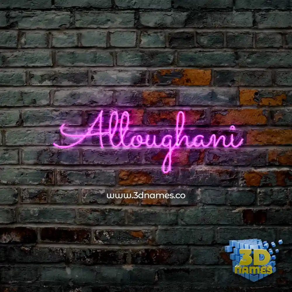 alloughani in Pink Neon style - 3D name wallpaper