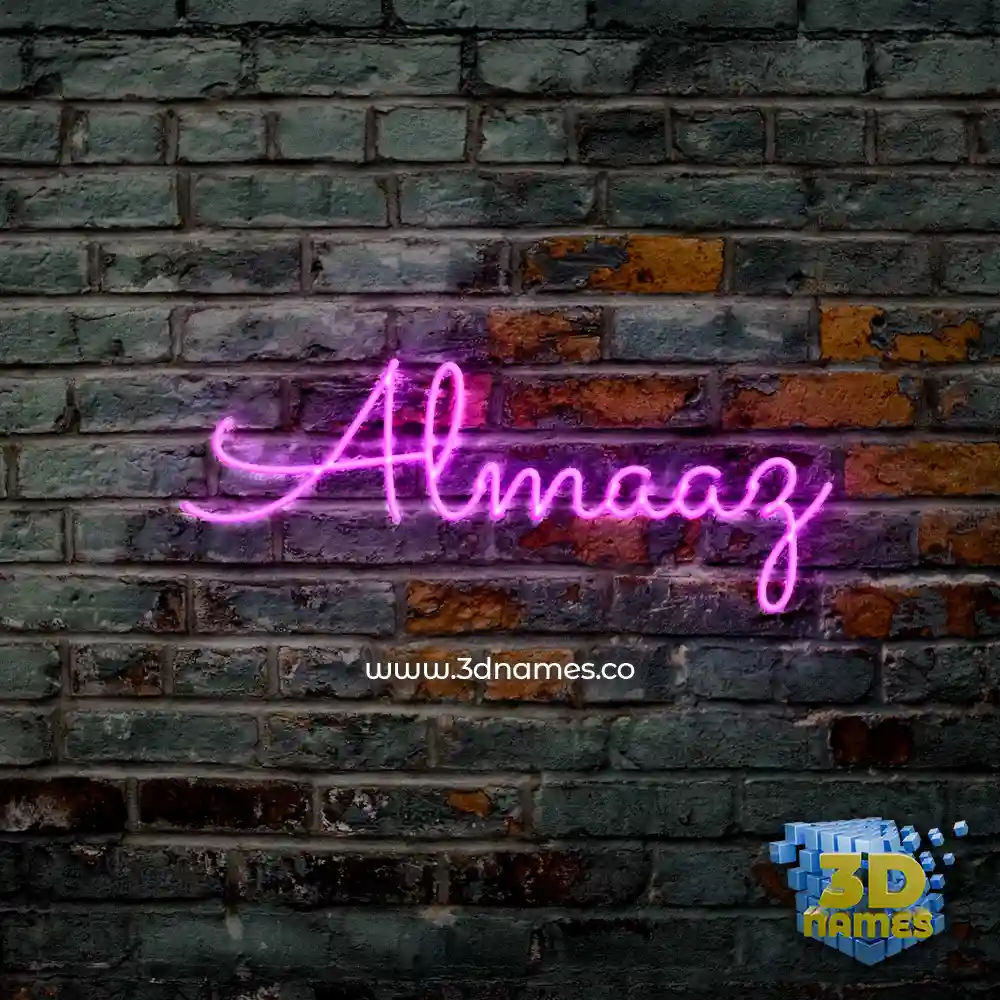 almaaz in Pink Neon style - 3D name wallpaper