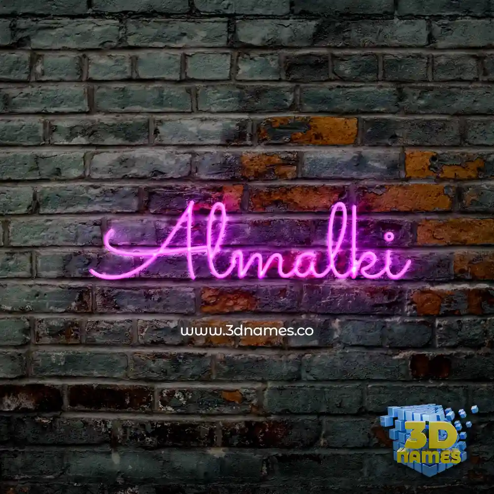 almalki in Pink Neon style - 3D name wallpaper