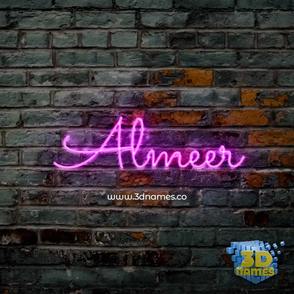 almeer in Pink Neon style - 3D name wallpaper