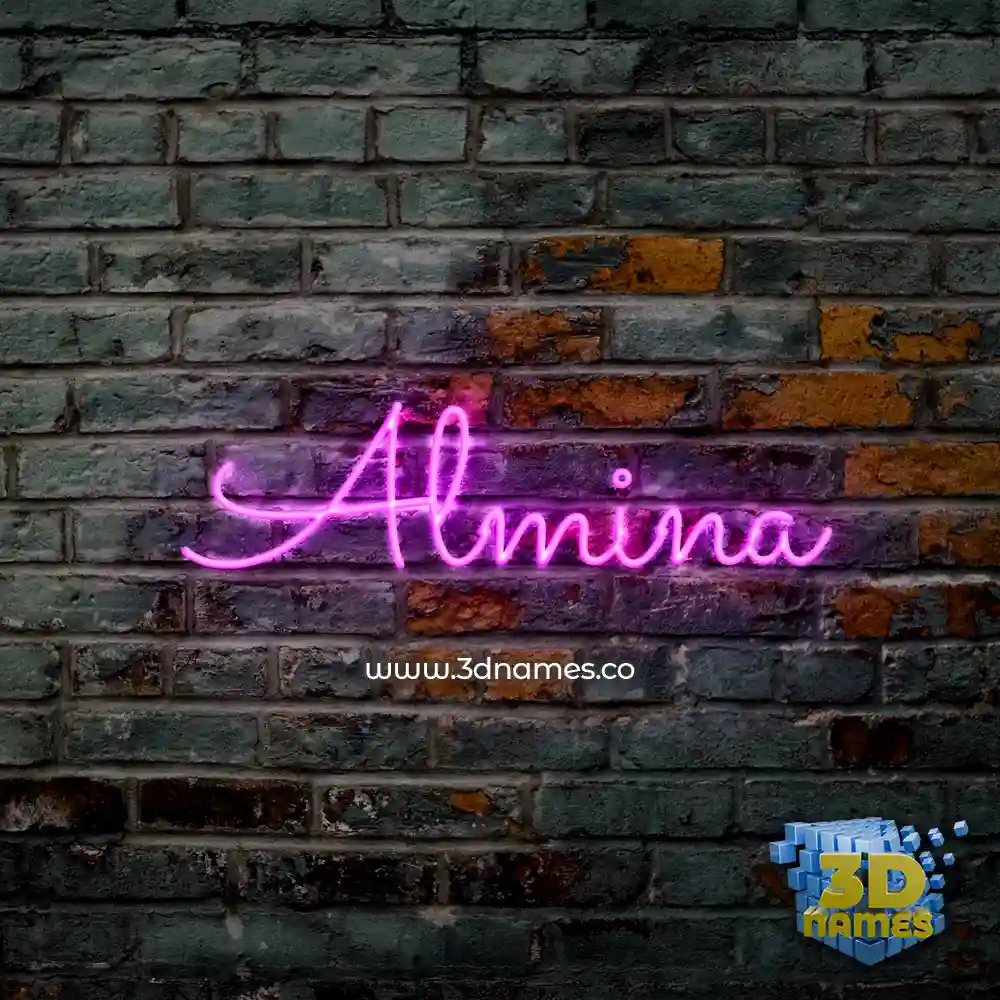 almina in Pink Neon style - 3D name wallpaper