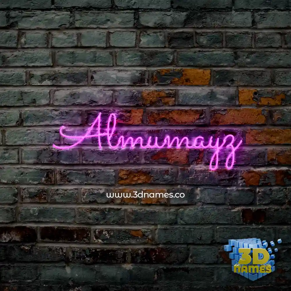 almumayz in Pink Neon style - 3D name wallpaper