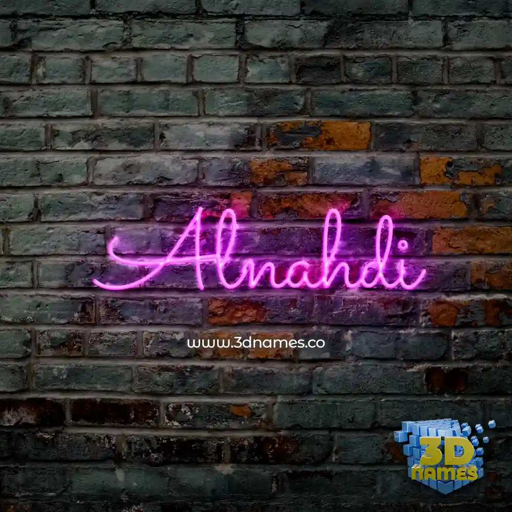 alnahdi in Pink Neon style - 3D name wallpaper