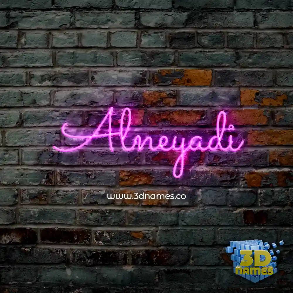 alneyadi in Pink Neon style - 3D name wallpaper