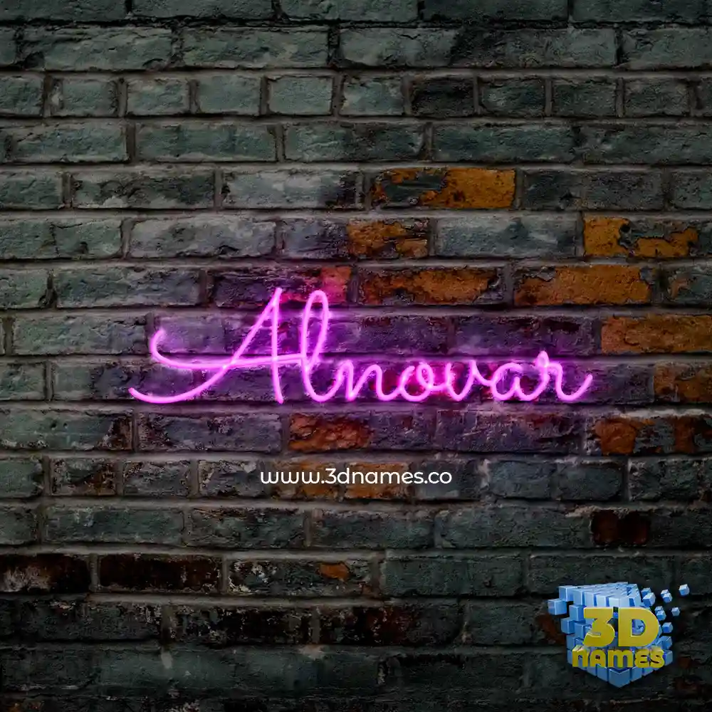 alnovar in Pink Neon style - 3D name wallpaper