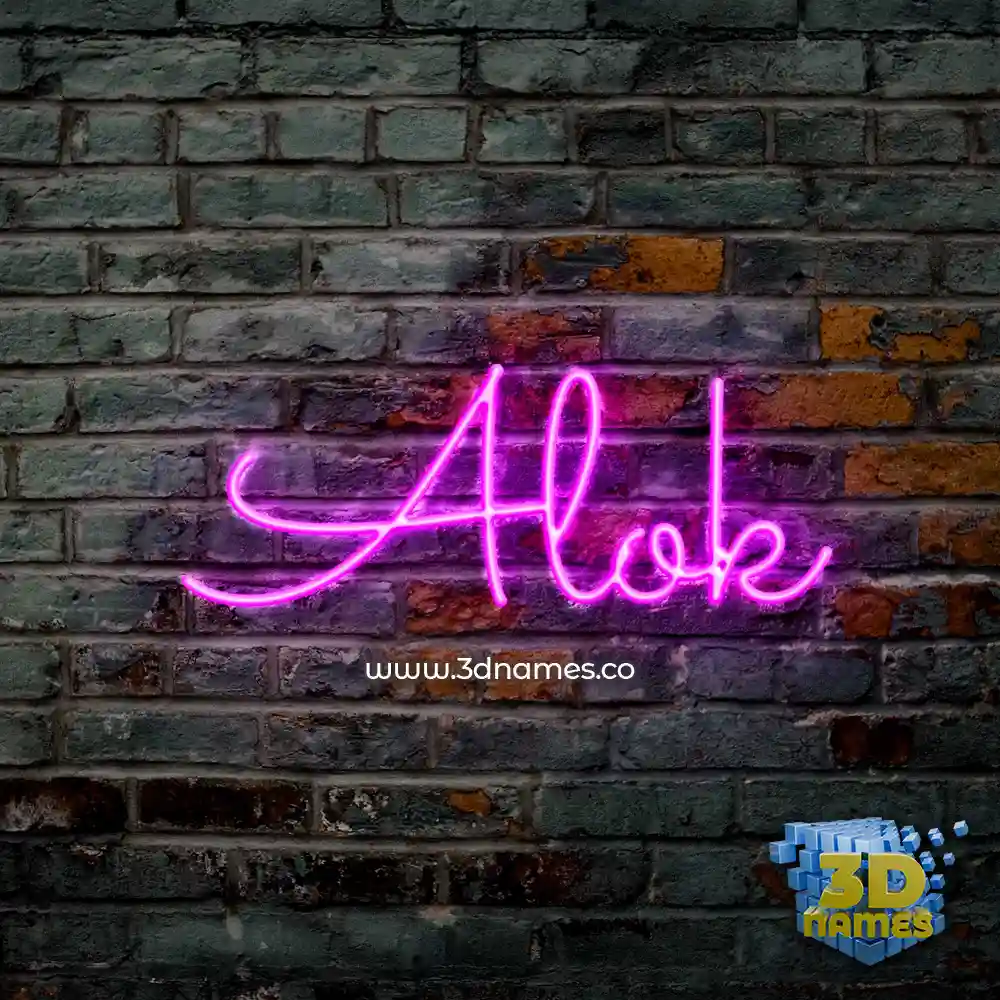alok in Pink Neon style - 3D name wallpaper