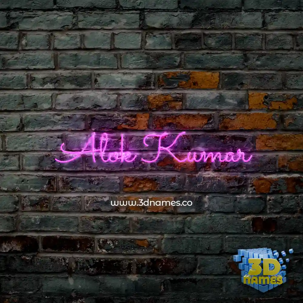 alok kumar in Pink Neon style - 3D name wallpaper