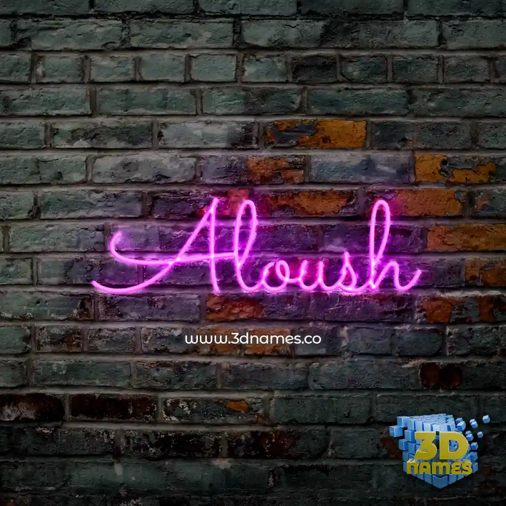 aloush in Pink Neon style - 3D name wallpaper