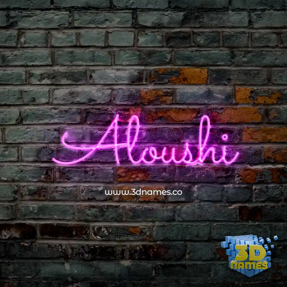 aloushi in Pink Neon style - 3D name wallpaper