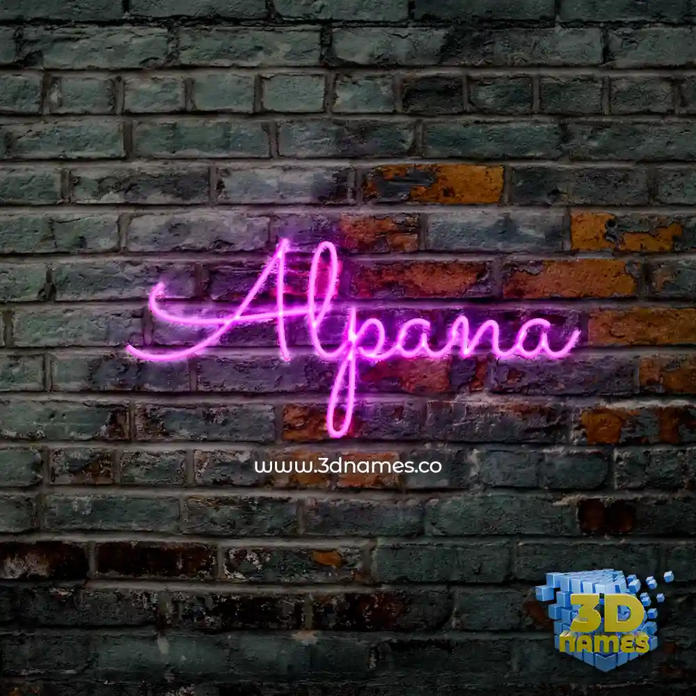 alpana in Pink Neon style - 3D name wallpaper
