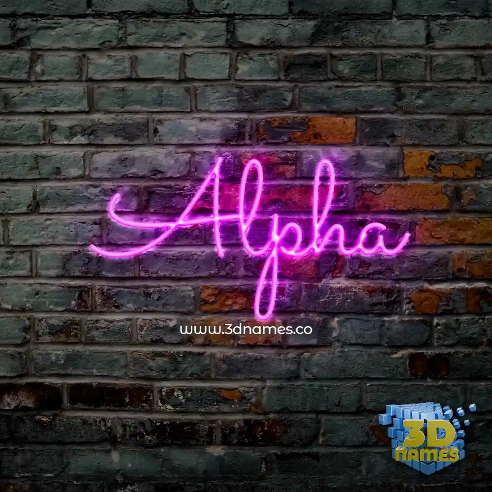 alpha in Pink Neon style - 3D name wallpaper